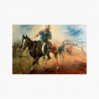 The Bronco Horse by Hugh Sawrey, 20x30in giclée on canvas print